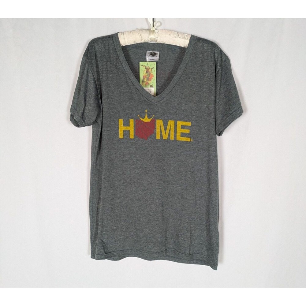 My State Threads XXL Ohio HOME Cleveland King V-Neck Gray Tee Lebron James